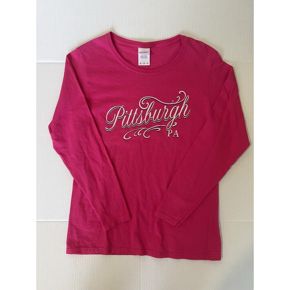 Women's Hot Pink Long Sleeve T-shirt Pittsburgh PA Medium